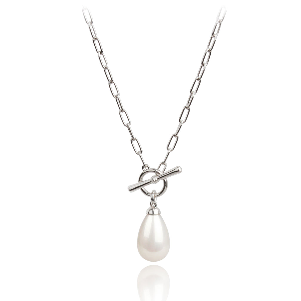 Teardrop Pearl T Bar Necklace