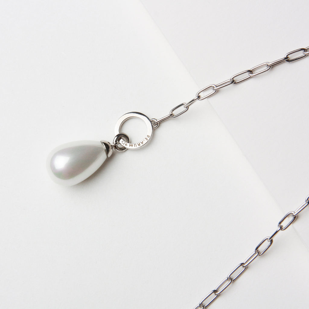 Teardrop Pearl T Bar Necklace