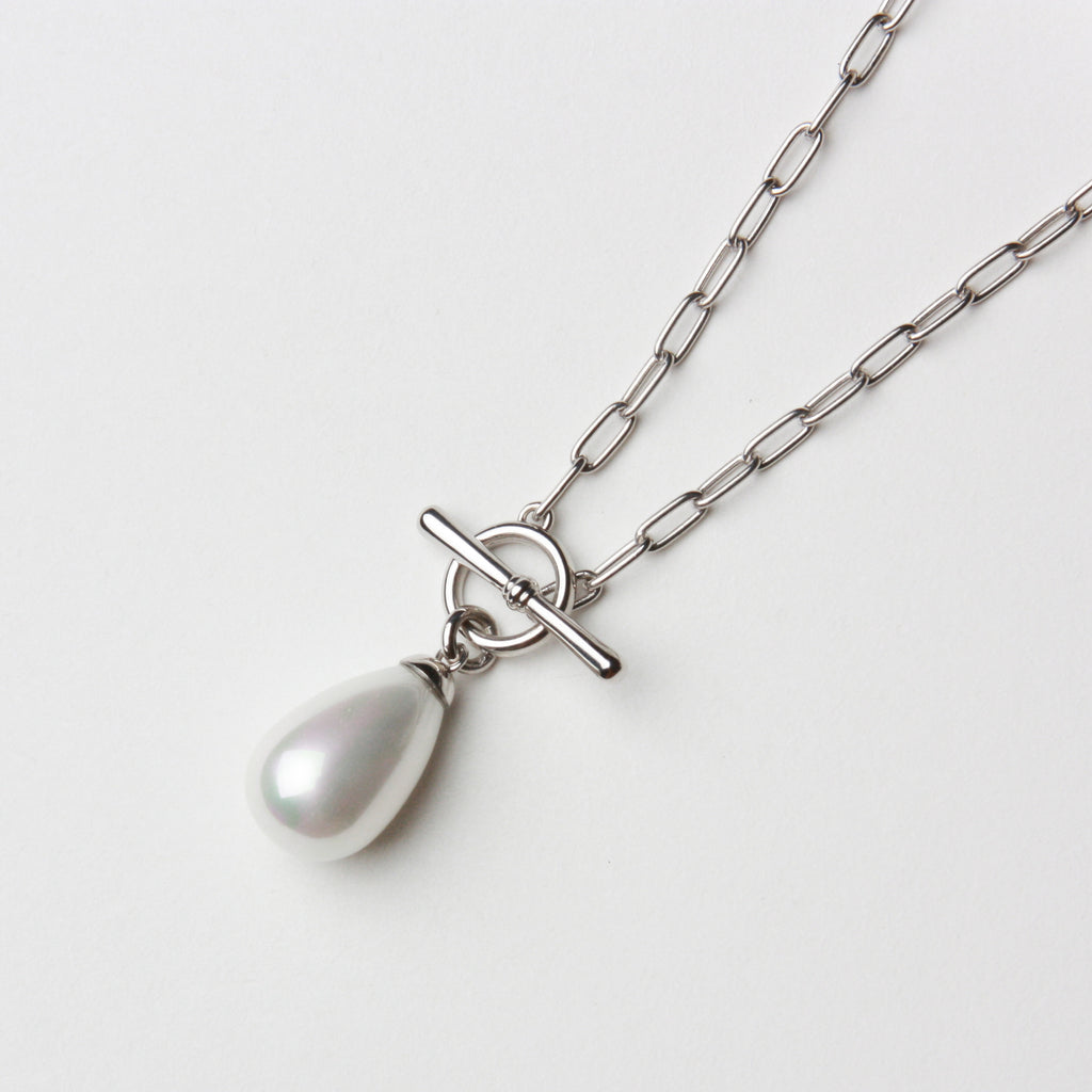 Teardrop Pearl T Bar Necklace