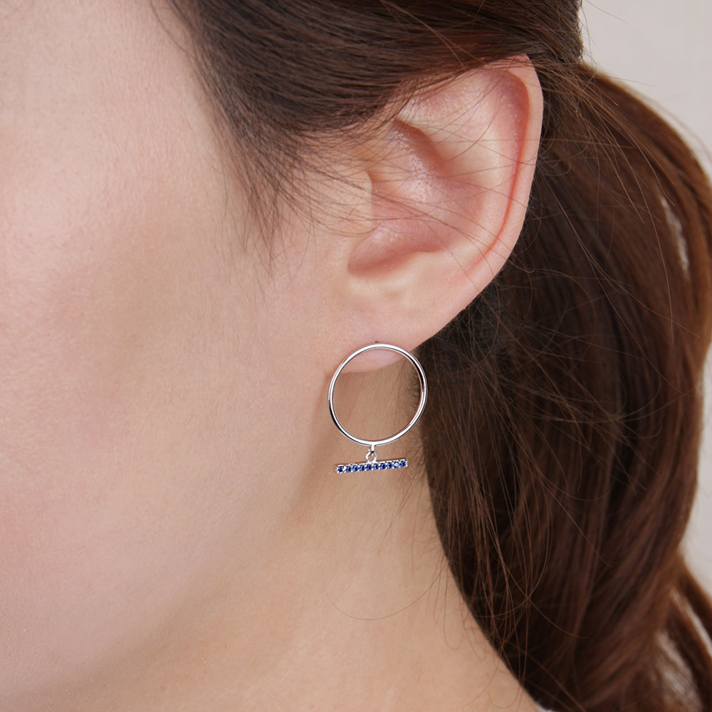 Blue Stone Bar Dangle Earrings
