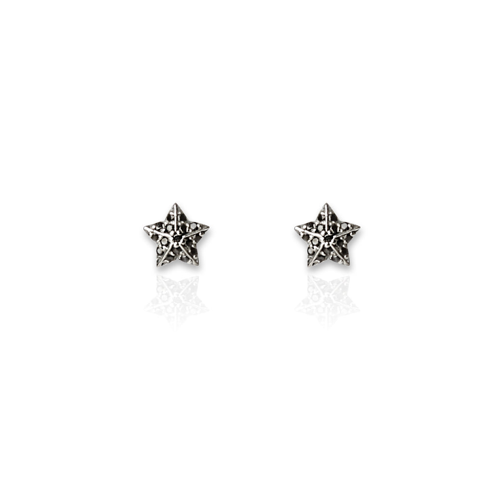 Black Shine Star Earrings