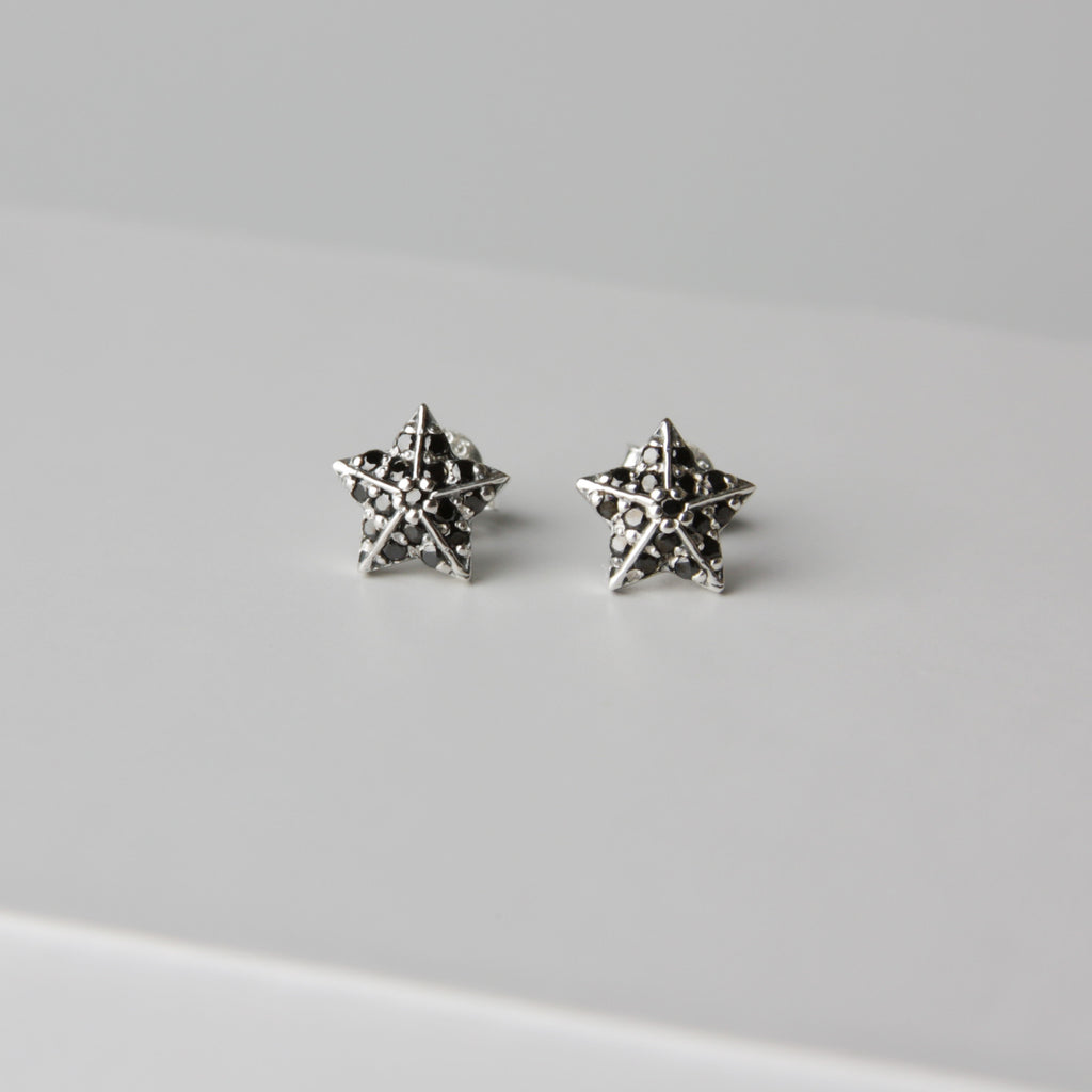 Black Shine Star Earrings