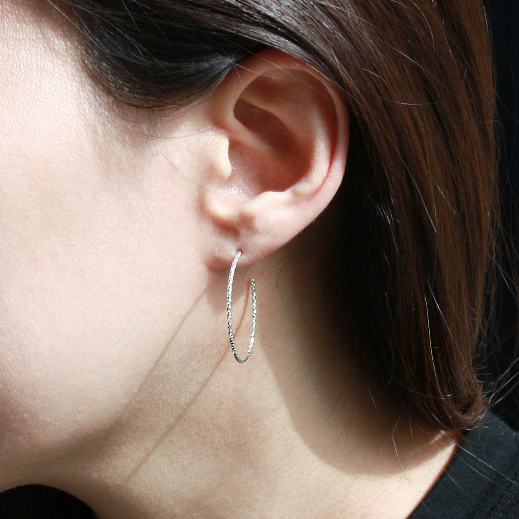 Slim Textured Hoop Earrings