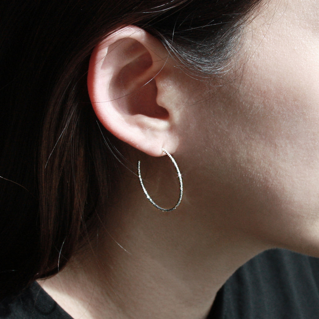 Slim Textured Hoop Earrings