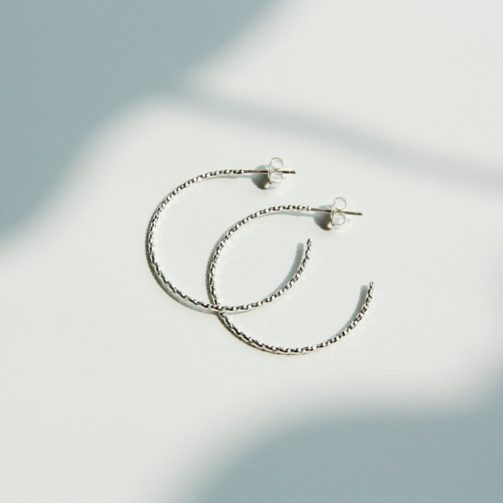 Slim Textured Hoop Earrings