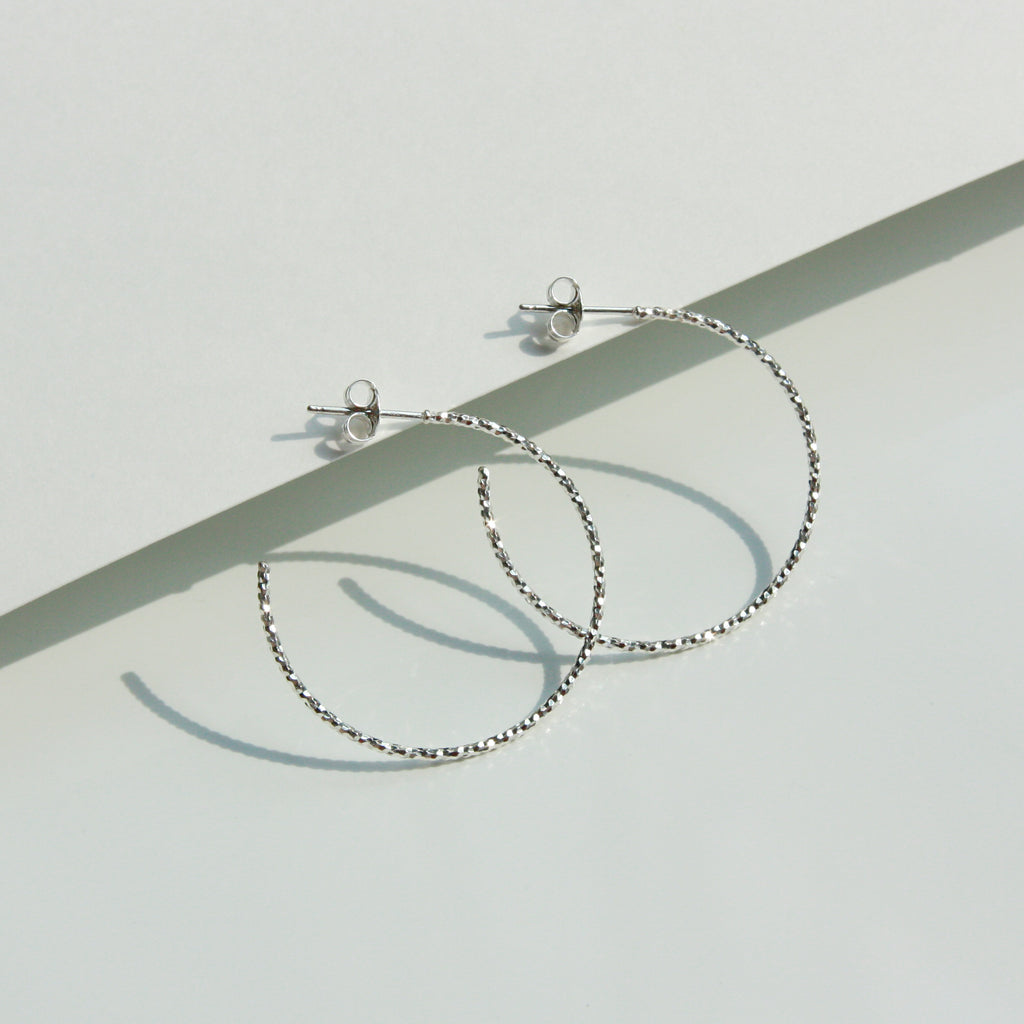 Slim Textured Hoop Earrings