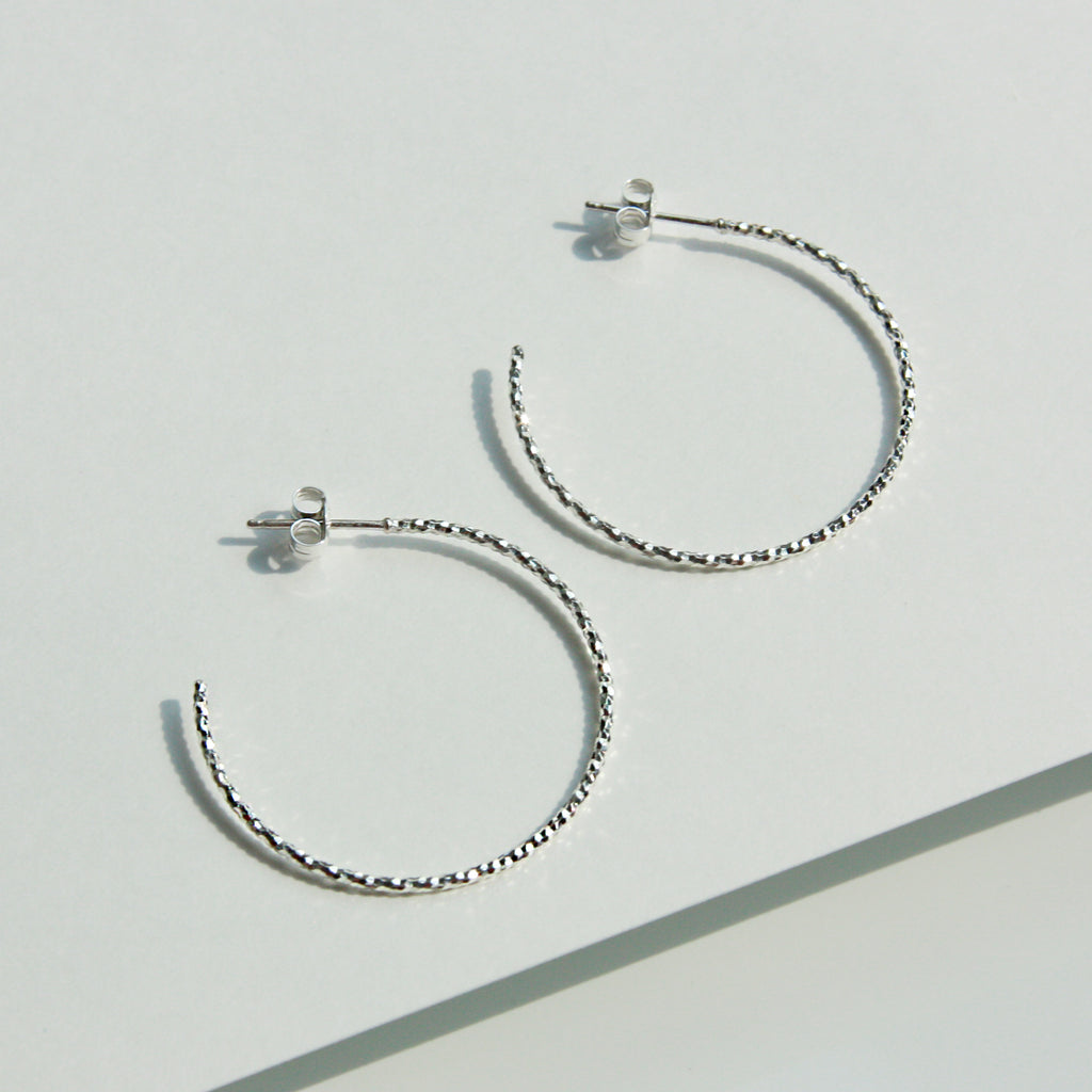 Slim Textured Hoop Earrings