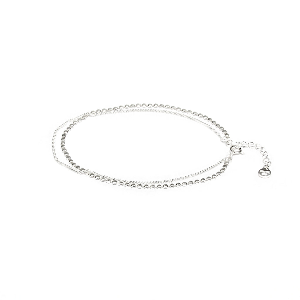 Two Row Bubbly Silver Chain Anklet