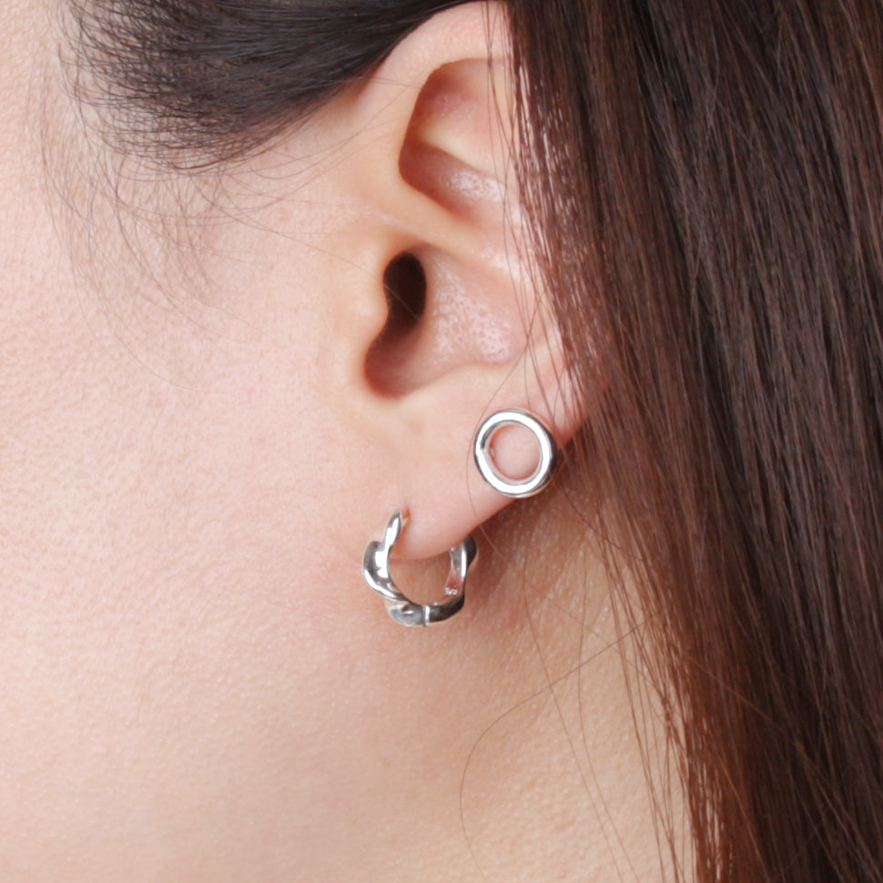 Bold Round Silver Earrings