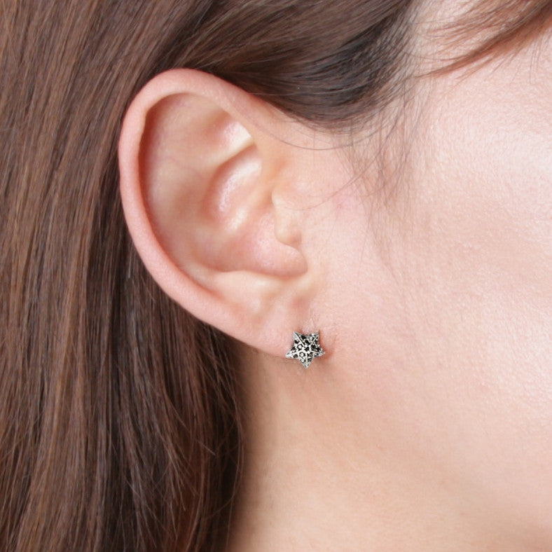 Black Shine Star Earrings