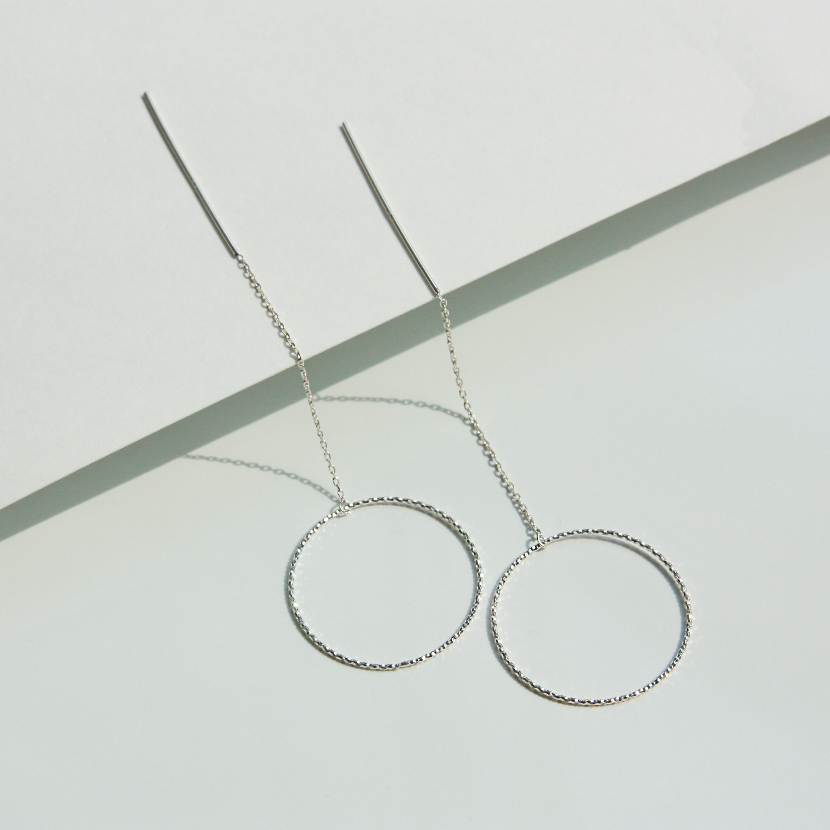 Textured Circle Drop Chain Earrings